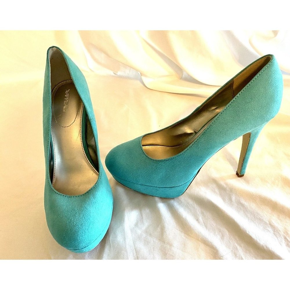 XAppeal Turquoise Size 8 Microfiber 5” Stiletto Heel Platform Pump Shoe
